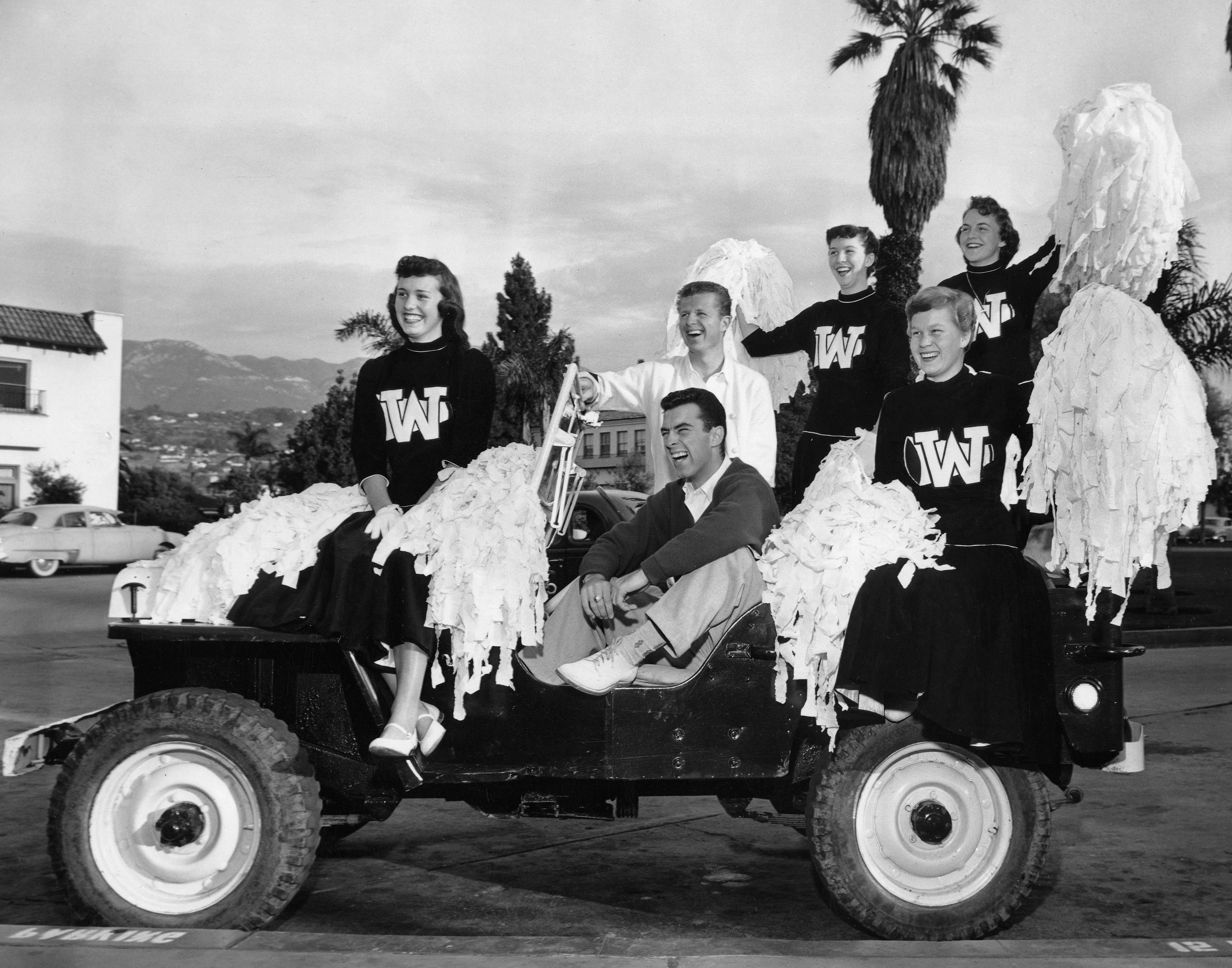 Westmont Students in a car from 1956